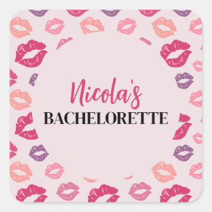 Pink Lips Kiss the Miss Bachelorette Party Sticker
