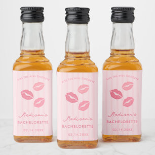Pink Lips Kiss The Miss Goodbye Bachelorette Favou Liquor Bottle Label