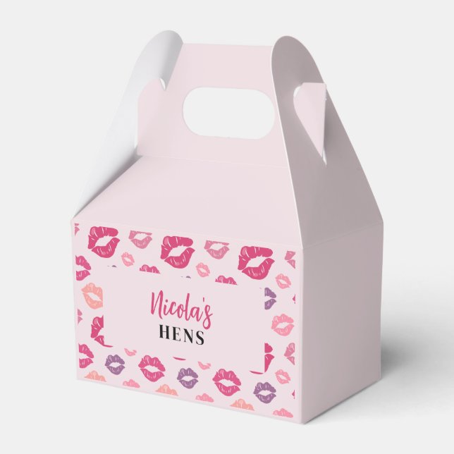 Pink Lips Kiss The Miss Hens Party Favour Box (Front Side)