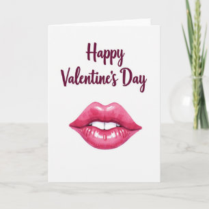 Pink Lips Kiss Valentines Day Card
