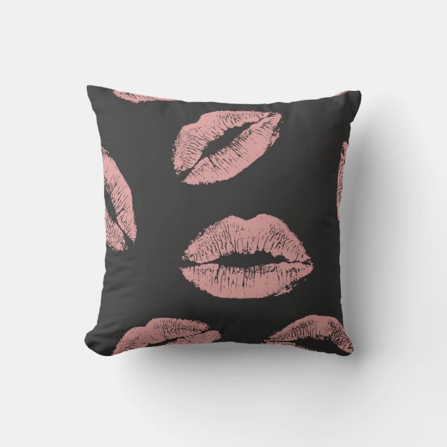 Pink lips kisses, Valentine's day pattern. Cushion (Front)