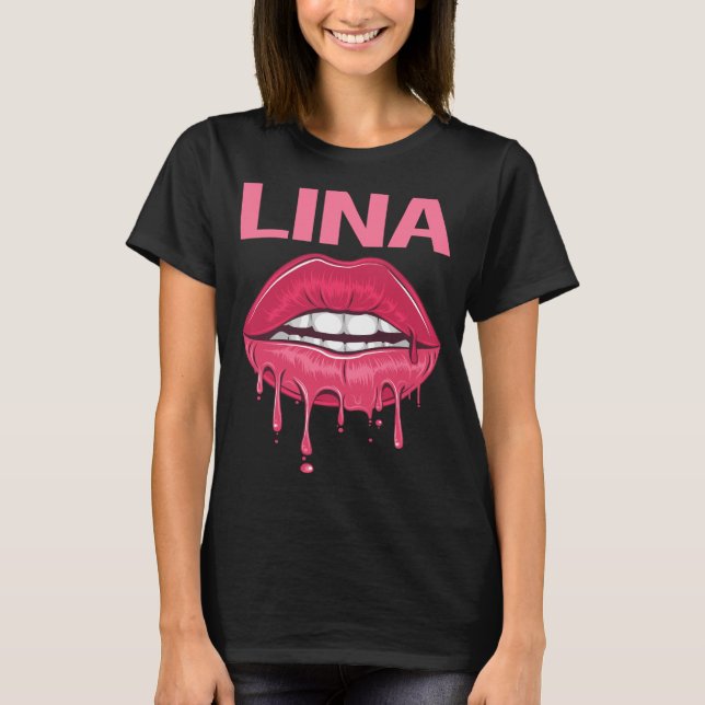 Pink Lips - Lina Name T-Shirt (Front)