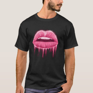 Pink Lips Lipstick Kiss Mark Make Up Artist Cosmet T-Shirt