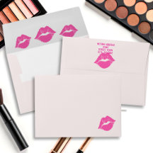 Pink Lips Lipstick Kiss Return Address Envelope