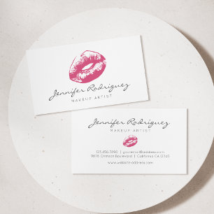 Pink Lips Lipstick Makeup Artist Cosmetic Business Card