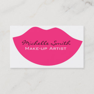 Pink lips Make-up artist business card design