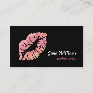 Pink Lips Makeup Artist Business Card