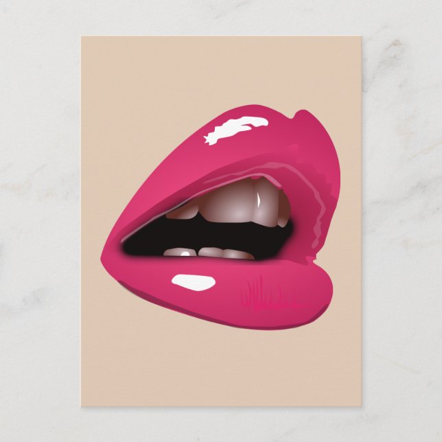 PINK LIPS MOUTH KISS POSTCARD (Front)