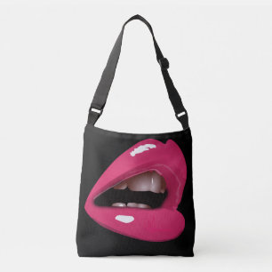 PINK LIPS MOUTH WILD TOTES CROSSBODY BAG