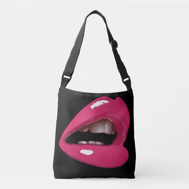 PINK LIPS MOUTH WILD  TOTES CROSSBODY BAG (Front)