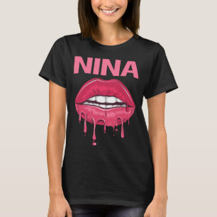 Pink Lips - Nina Name T-Shirt