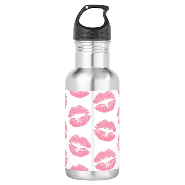 Pink Lips, Pattern Of Lips, Pink Lipstick, Kiss 532 Ml Water Bottle (Front)