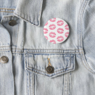 Pink Lips, Pattern Of Lips, Pink Lipstick, Kiss 6 Cm Round Badge