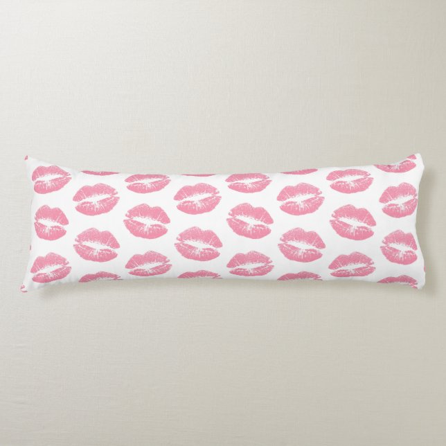 Pink Lips, Pattern Of Lips, Pink Lipstick, Kiss Body Cushion (Front)