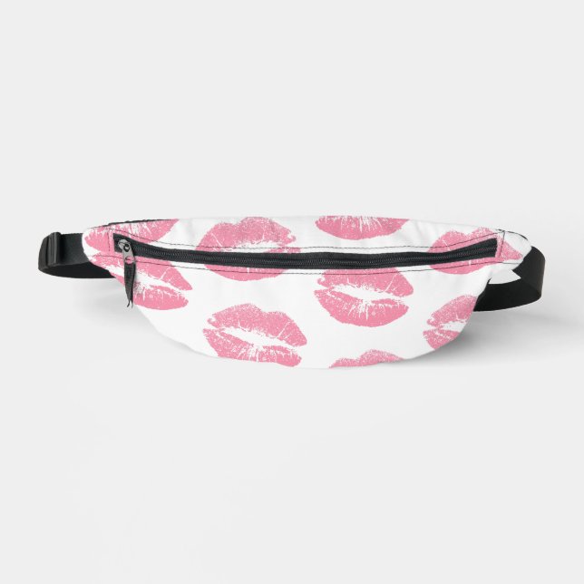 Pink Lips, Pattern Of Lips, Pink Lipstick, Kiss Bum Bags (Front)