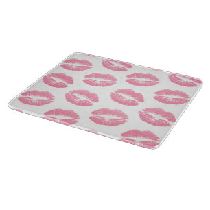 Pink Lips, Pattern Of Lips, Pink Lipstick, Kiss Cutting Board