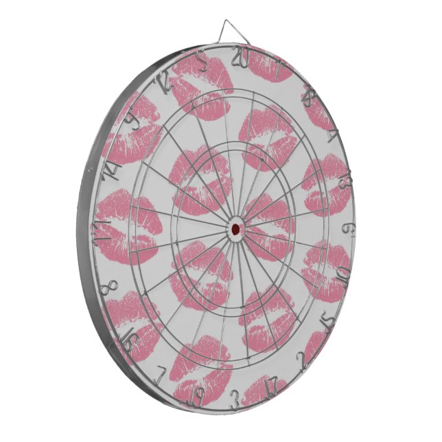 Pink Lips, Pattern Of Lips, Pink Lipstick, Kiss Dartboard (Front Left)