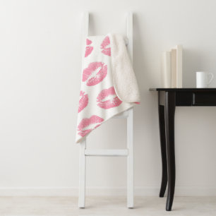 Pink Lips, Pattern Of Lips, Pink Lipstick, Kiss Sherpa Blanket