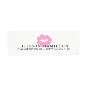 Pink Lips Personalised Return Address
