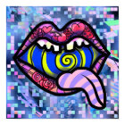 Pink Lips Screaming Mouth Spiral Pop Art Print