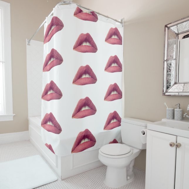 Pink Lips Shower Curtain (In Situ)