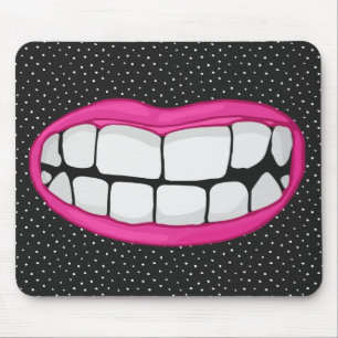 pink lips smile with big teeth mouse mat
