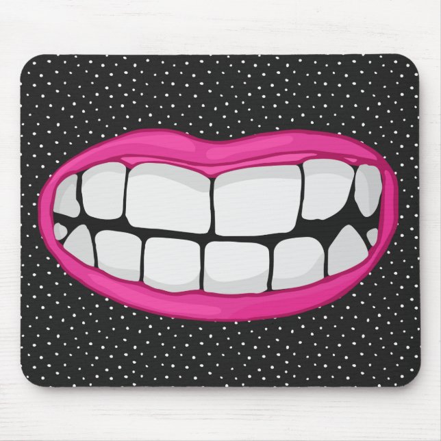 pink lips smile with big teeth mouse mat (Front)