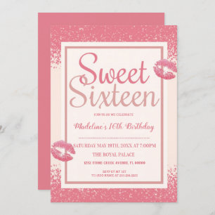 Pink Lips Sweet 16 Invitation