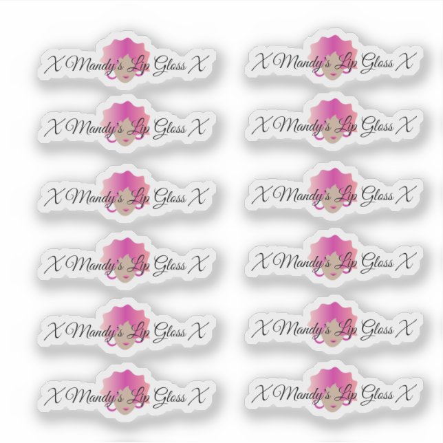Pink Lips Woman Lip Gloss Packaging  Logo Sticker (Front)