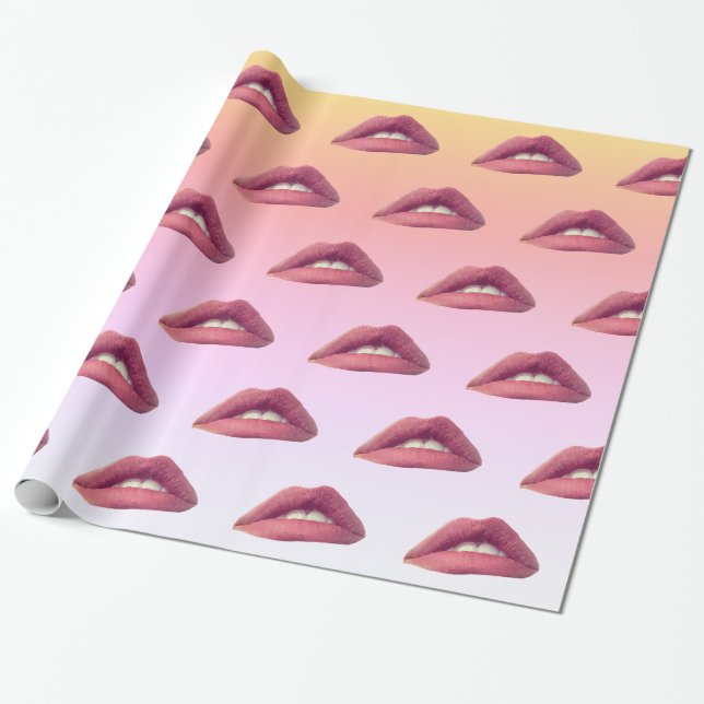Pink Lips Wrapping Paper (Unrolled)