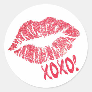 Pink Lips XOXO   Makeup Artist Classic Round Sticker