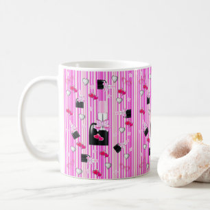 Pink Lipstick Hearts Stripe  Mug