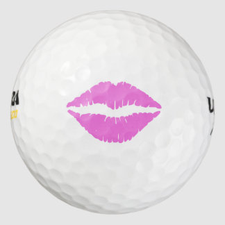 Pink Lipstick Kiss Golf Ball