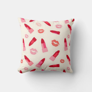 Pink Lipstick Kiss Pattern Cushion
