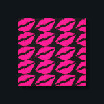 Pink lipstick kiss pop art pink and black canvas print<br><div class="desc">A pop art design of hot pink lipstick against a customisable black background. This cute pop art  pattern design is modern and fashionable in a pop punk design. Suitable for a teen girl's room or any lover of pop art.</div>