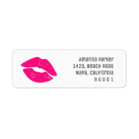 Pink Lipstick Kiss Return Address Label
