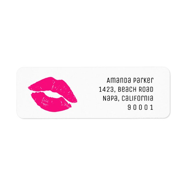 Pink Lipstick Kiss Return Address Label (Front)