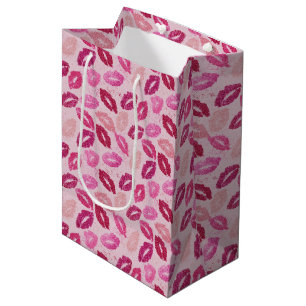 Pink Lipstick Kiss Seamless Pattern Medium Gift Bag