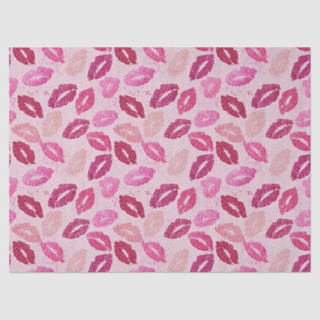 Pink Lipstick Kiss Seamless Pattern Tissue Paper (Front)