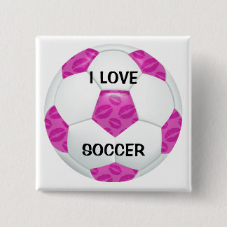 Pink Lipstick Kisses Pink Soccer Ball 15 Cm Square Badge