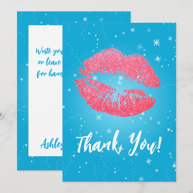  Pink Lipstick KissThank You Thank You Card (Front/Back)