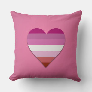 Pink lipstick lesbian pride heart design throw pil cushion