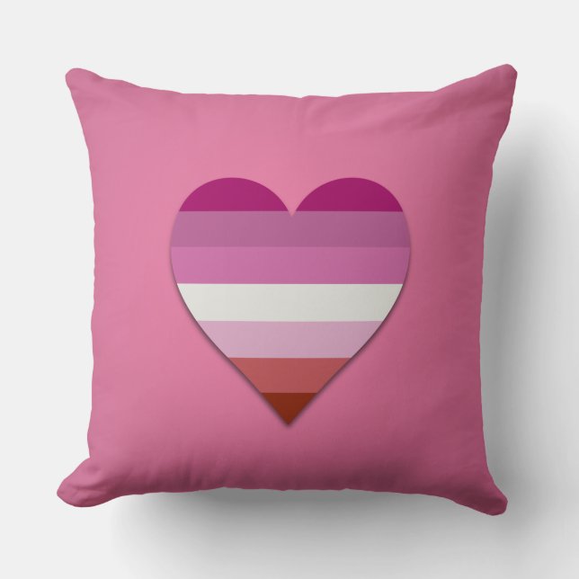 Pink lipstick lesbian pride heart design throw pil cushion (Front)