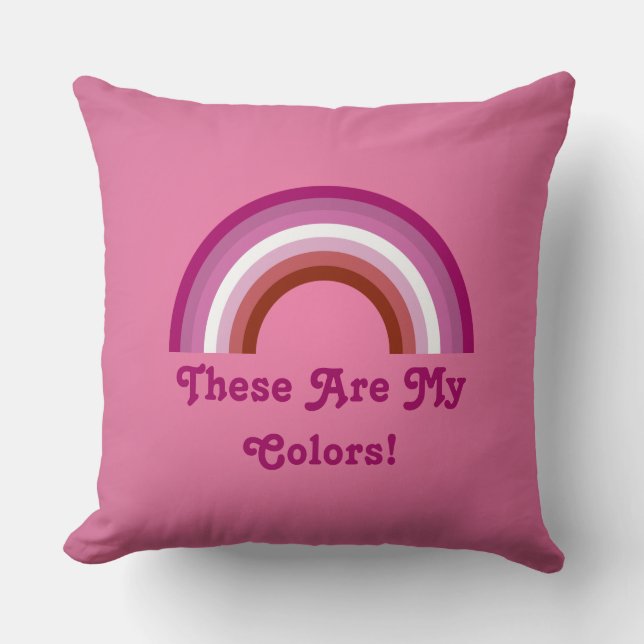 Pink Lipstick Lesbian pride rainbow Throw Pillow (Front)