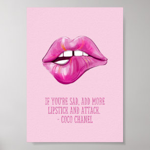 Pink Lipstick Lip Inspirational Quote For Women Poster