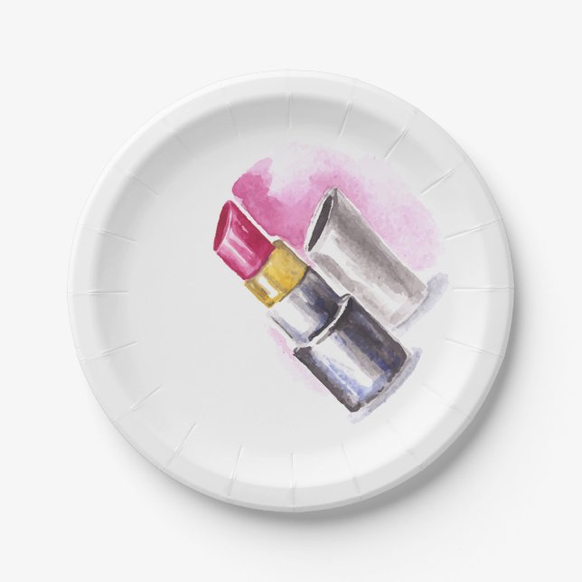 Pink Lipstick Paper Plate (Front)