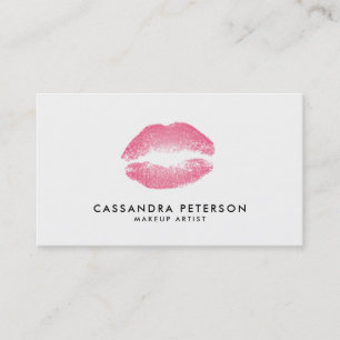 Pink Lipstick Print Makeup Artist Minimalist Business Card
