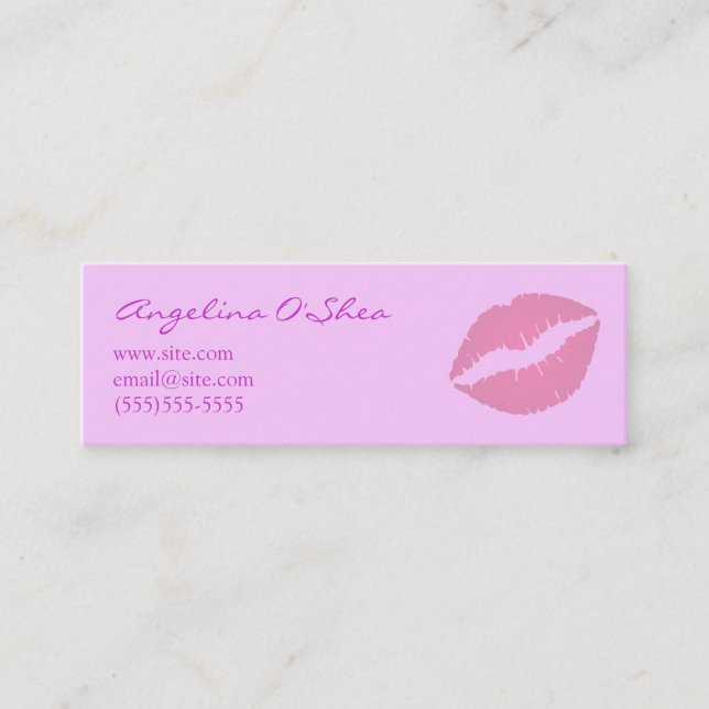 Pink Lipstick Skinny Business Card (Front)
