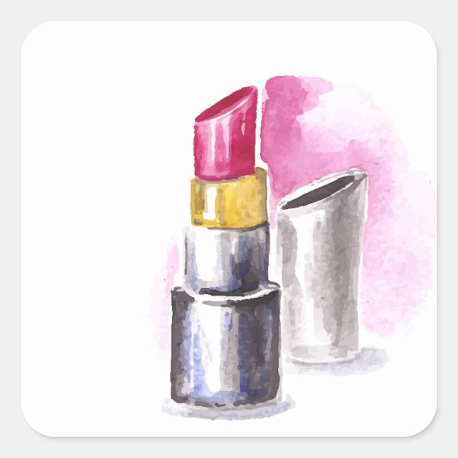 Pink Lipstick Square Sticker (Front)