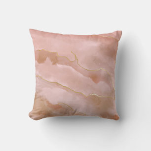 Pink Liquid Marble Gold Texture Cushion